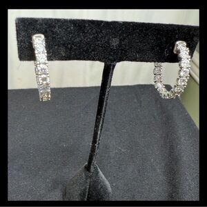 Elegant Sterling Silver CZ Hoop Earrings